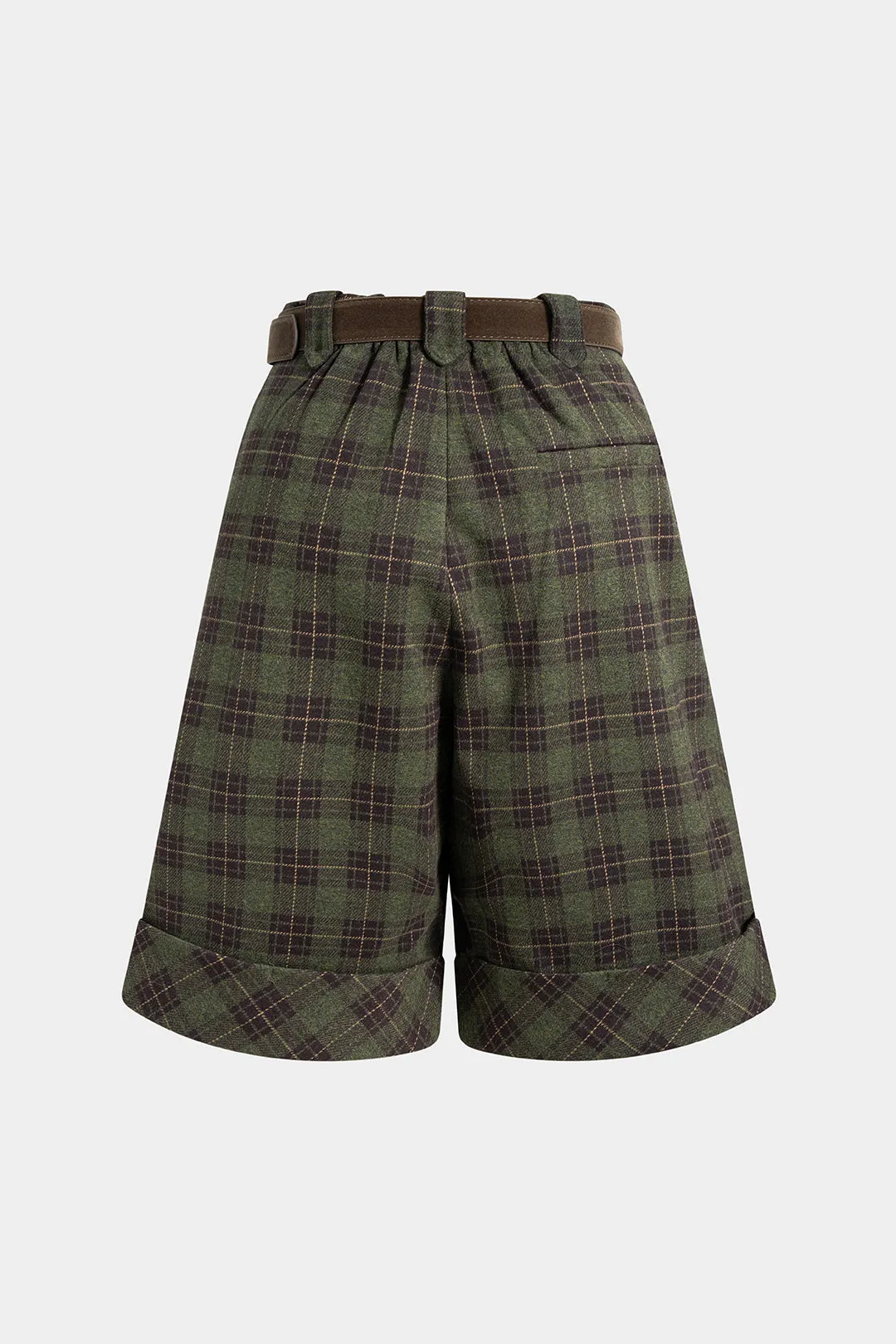 Plaid Print Belted Cuffed Shorts sold by Micas product image thumbnail 2