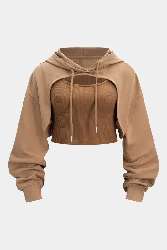 Plus Size Drawstring Cut Out Hoodie sold by Micas