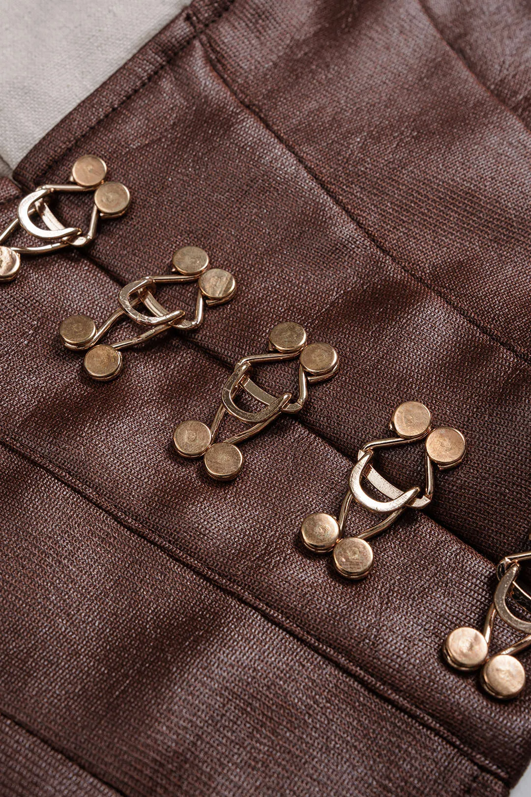 Plus Size Faux Leather Patchwork Linen Metallic Long-Sleeve Shirt sold by Micas product image thumbnail 3