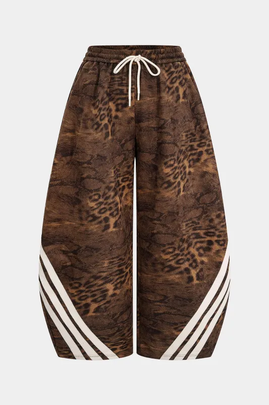 Plus Size Leopard Print Suede Wide Leg Pants sold by Micas