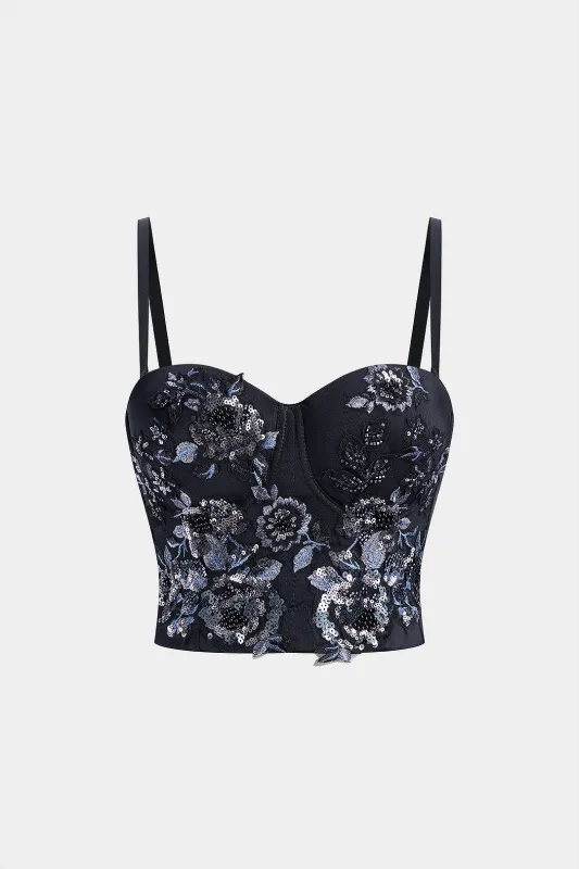 Underwire 3D Embroidery Bustier Slip Cami Top sold by Micas