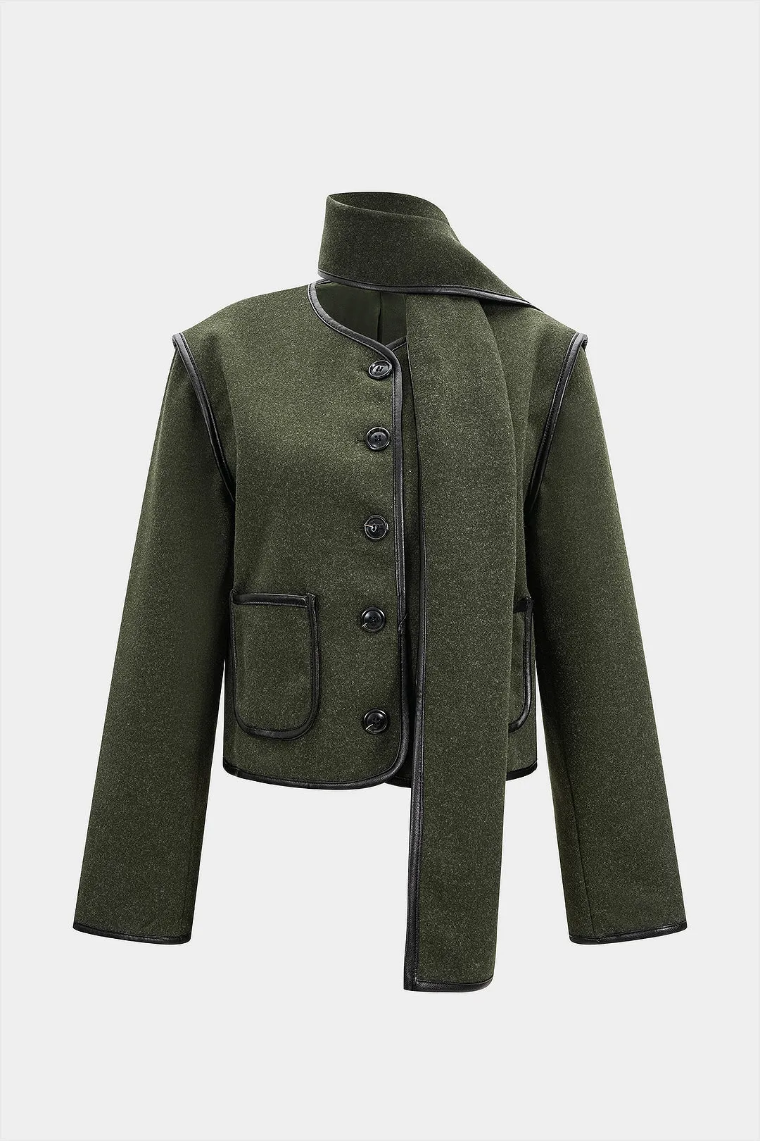 Woolen Piping Scarf Coat sold by Micas