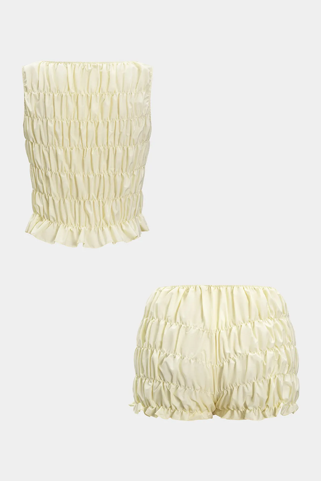 Scallop Edge Shirred Tank Top And Shorts Set sold by Micas product image thumbnail 2