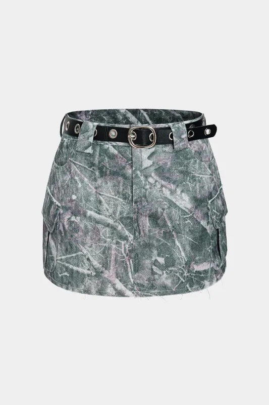 Watercolor Print Belted Skirt sold by Micas