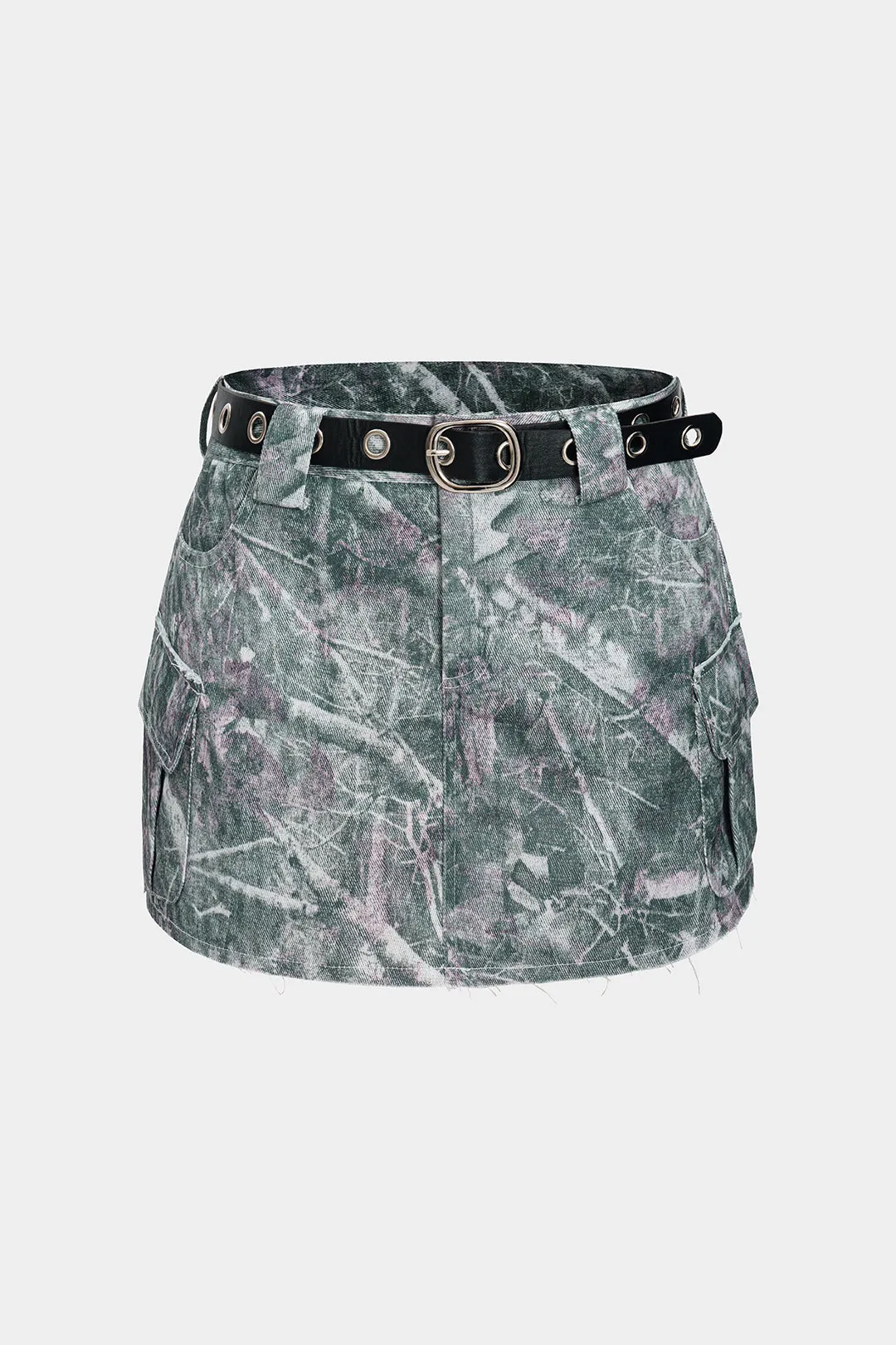 Watercolor Print Belted Skirt sold by Micas