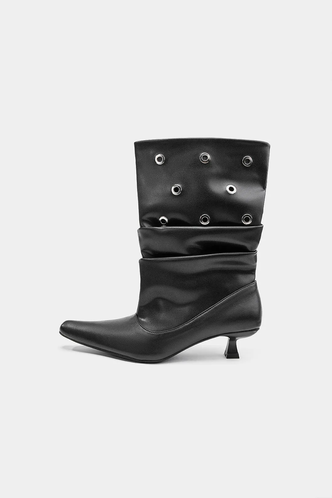 Studded Faux Leather Pointed Mid Calf Boots sold by Micas product image thumbnail 2