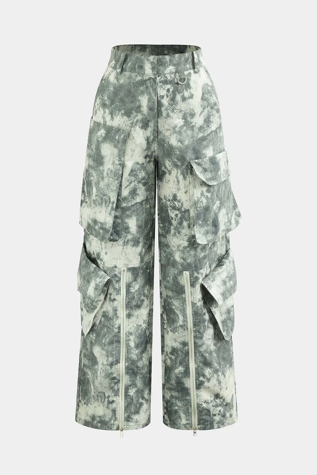 Watercolor Tie Dye Print Pocket Wide Leg Pants sold by Micas