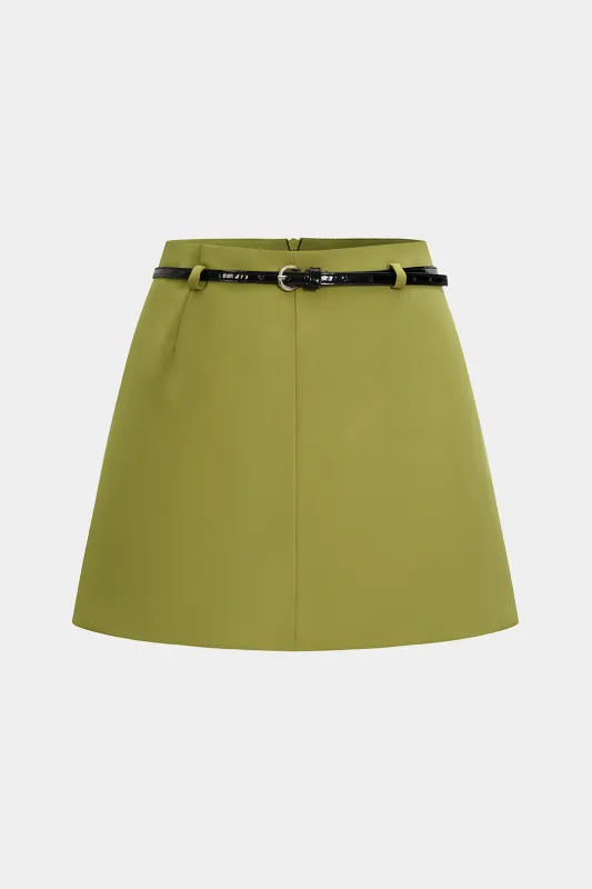 Belted A-Line Mini Skirt sold by Micas