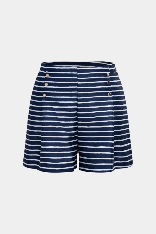 Stripes Print Metallic Button Shorts sold by Micas