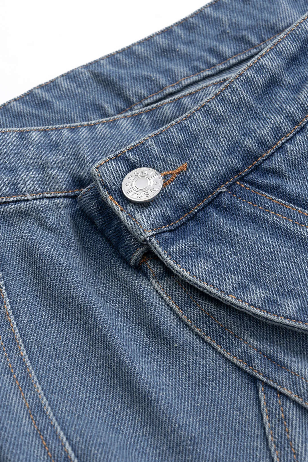 Denim High Waist Asymmetrical Flared Jeans sold by Micas product image thumbnail 3