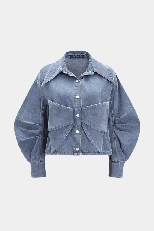 Denim Button Bow Outerwear sold by Micas