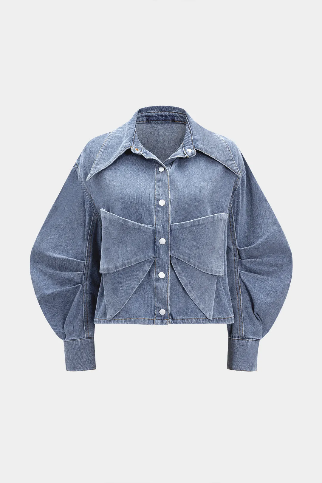 Denim Button Bow Outerwear sold by Micas