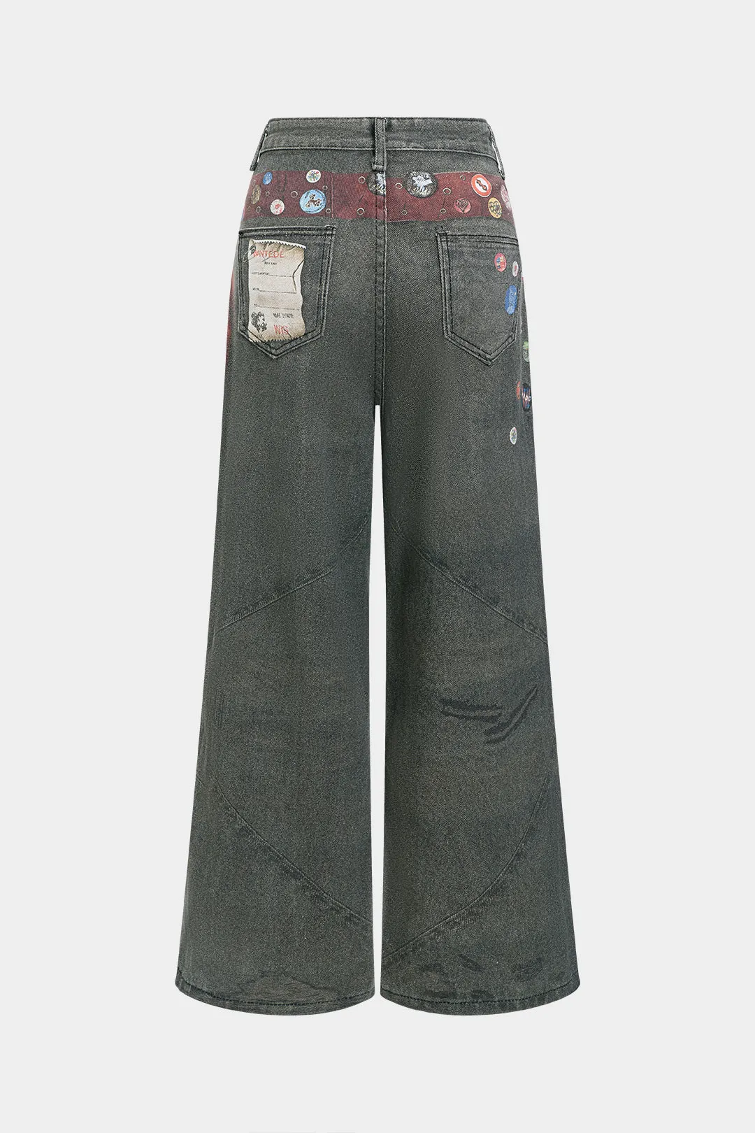 Graffiti Print Denim Wide Leg Pants sold by Micas product image thumbnail 2