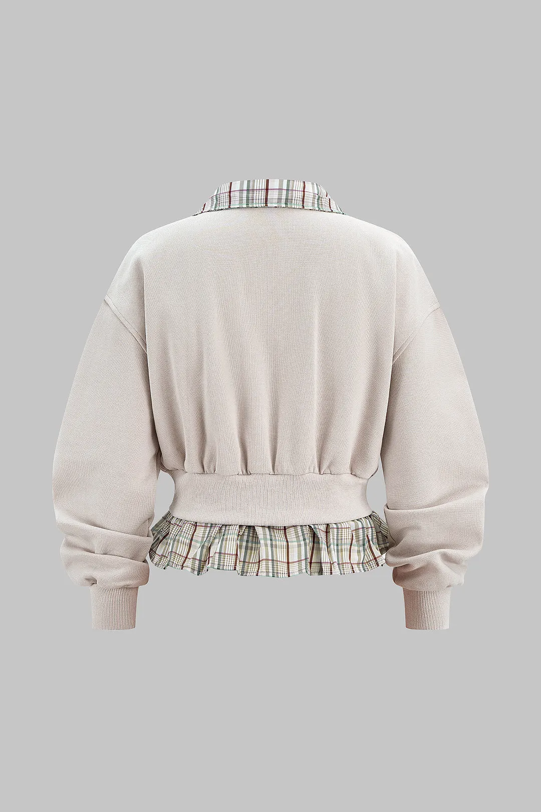 Plaid Print Zipper Patchwork Sweatshirt sold by Micas product image thumbnail 2