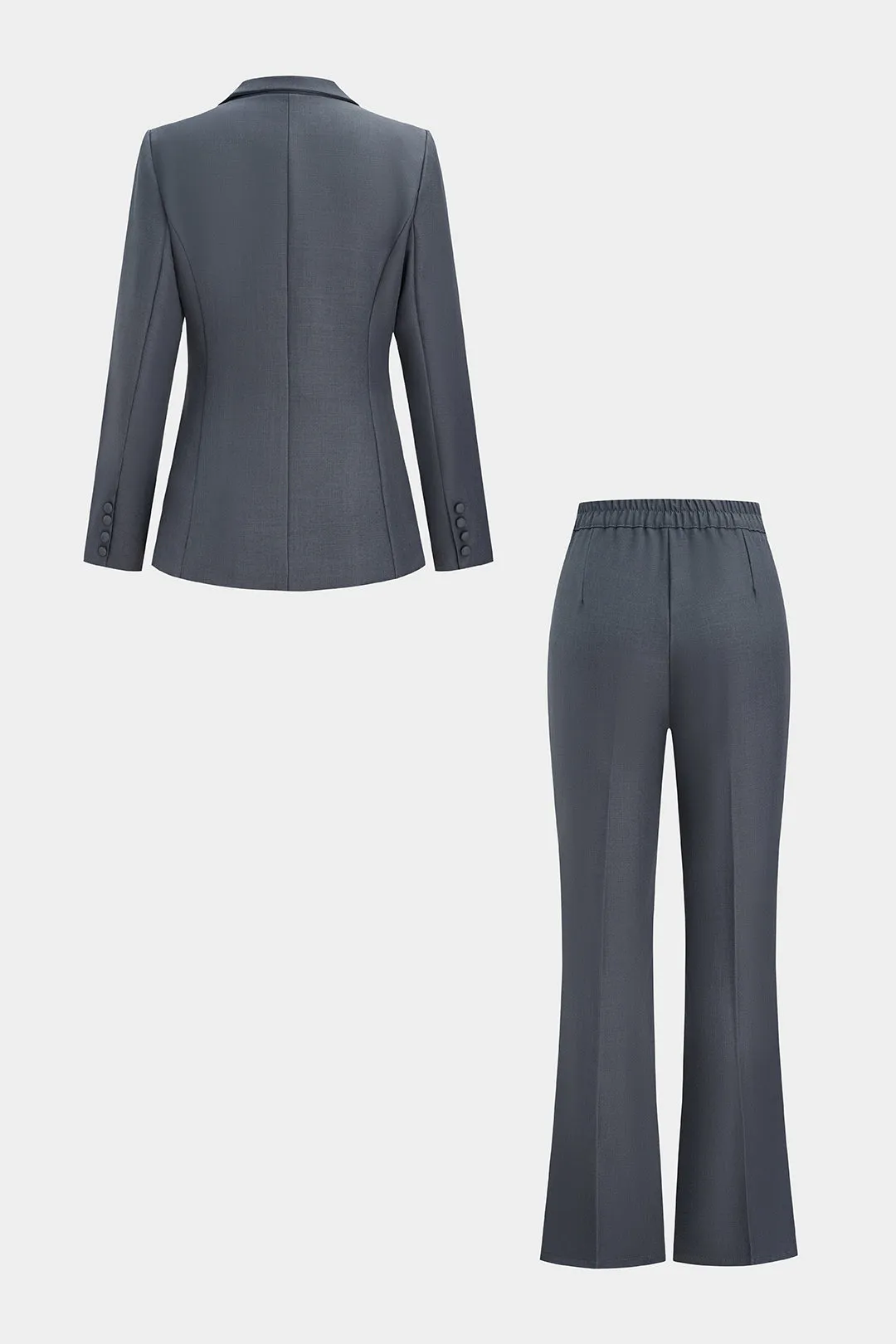 Notched Lapel Asymmetrical Hem Blazer And Solid Pants Set sold by Micas product image thumbnail 2