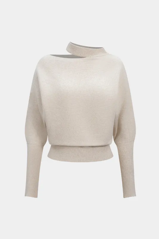 Knit Cut Out Asymmetrical Long-Sleeve Top sold by Micas
