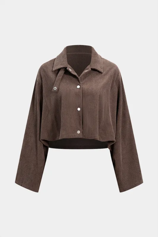 Corduroy Button Lapel Long-Sleeve Shirt sold by Micas