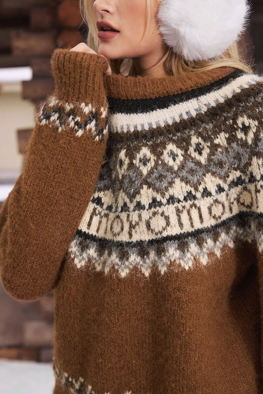 Knit Fluffy Round Neck Long-Sleeve Top sold by Micas product image thumbnail 3