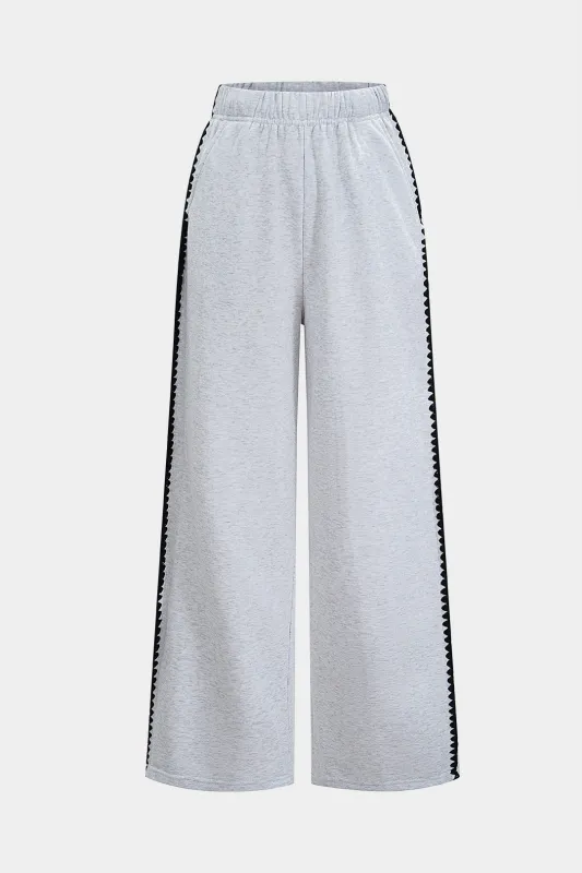 Contrast Binding Shirred Waistband High Waist Pants sold by Micas