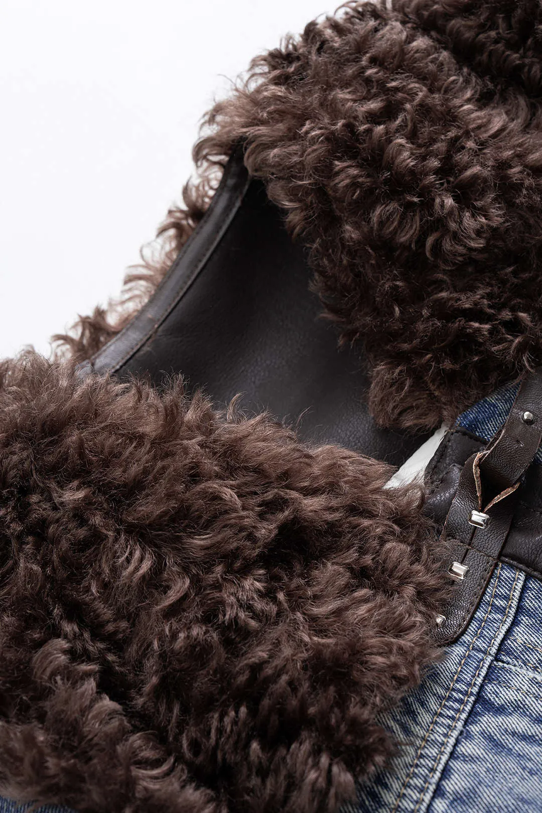 Denim Patchwork Faux Fur Pocket Outerwear sold by Micas product image thumbnail 4