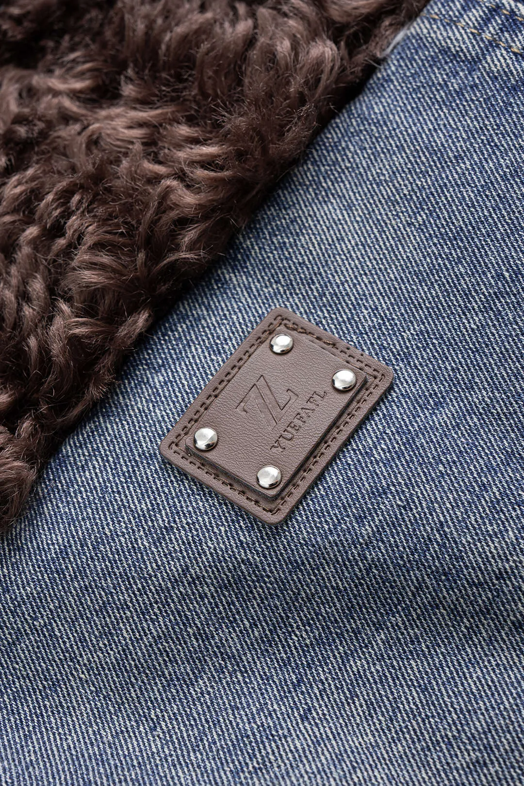 Denim Patchwork Faux Fur Pocket Outerwear sold by Micas product image thumbnail 5