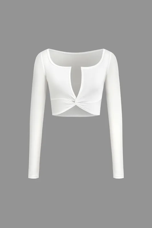 Solid Twist Knot Long-Sleeve Top sold by Micas