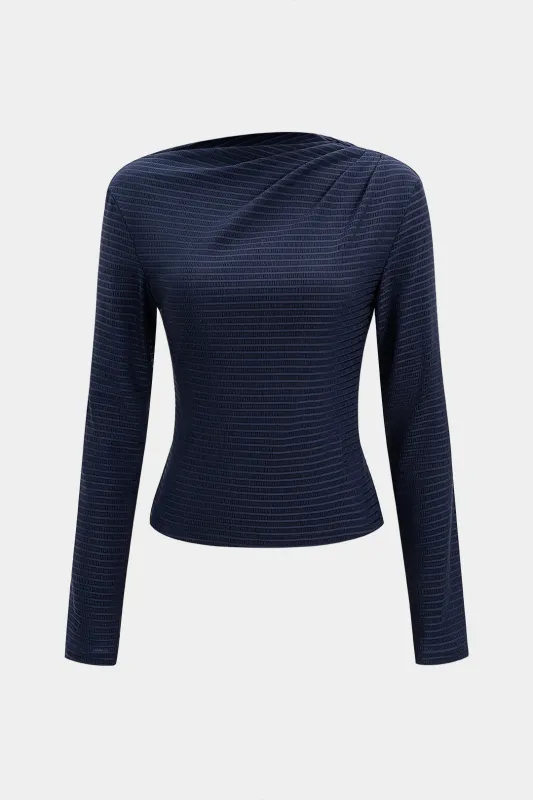 Asymmetrical Ruched Long-Sleeve Top made by Micas