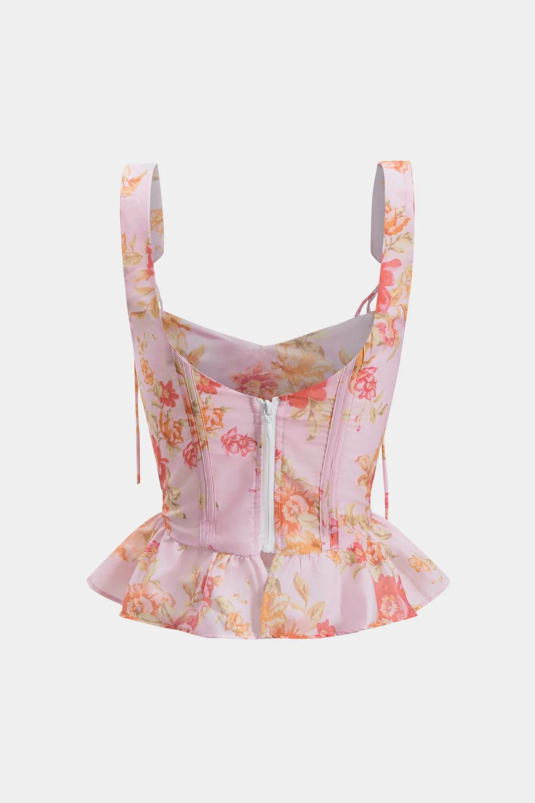 Floral Print Bustier Tie-Up Ruched Cami Top sold by Micas product image thumbnail 2
