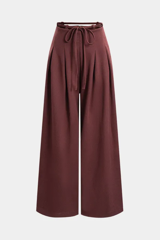 Ruched Tie-Up Zipper Wide Leg Pants sold by Micas
