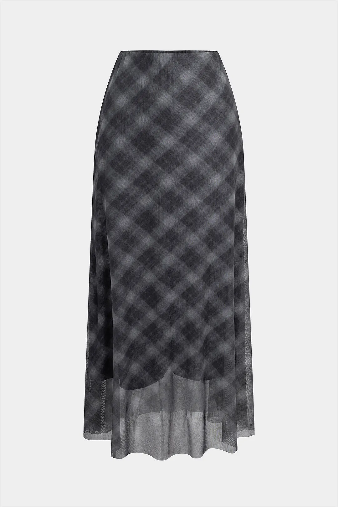 Plaid Print Sheer Mesh High Waist Skirt sold by Micas
