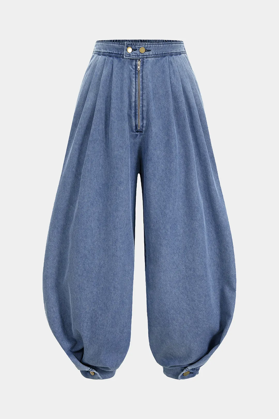 Plus Size Denim High Waist Zipper Barrel Balloon Jeans sold by Micas