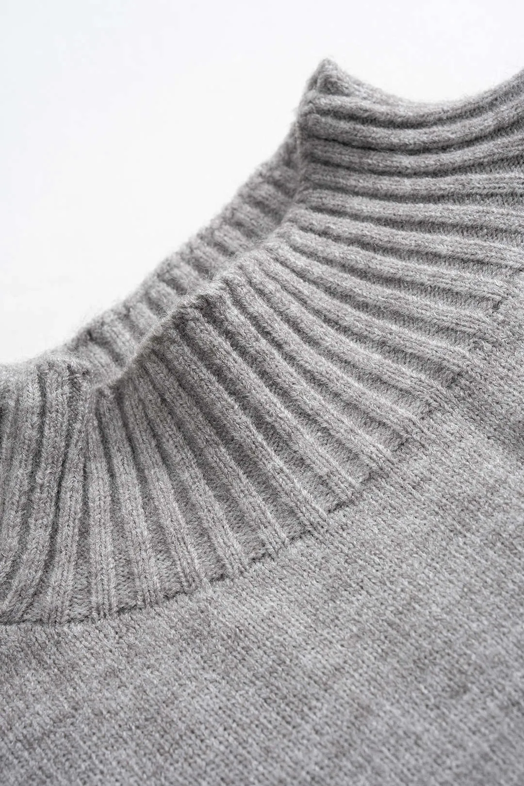 Knit Mock Neck Side Slit Long-Sleeve Top And Wide Leg Pants sold by Micas product image thumbnail 3