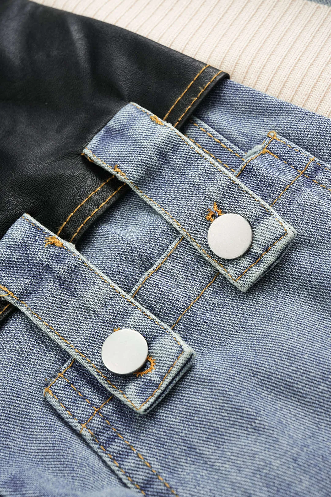 Denim Faux Leather Patchwork Outerwear sold by Micas product image thumbnail 3