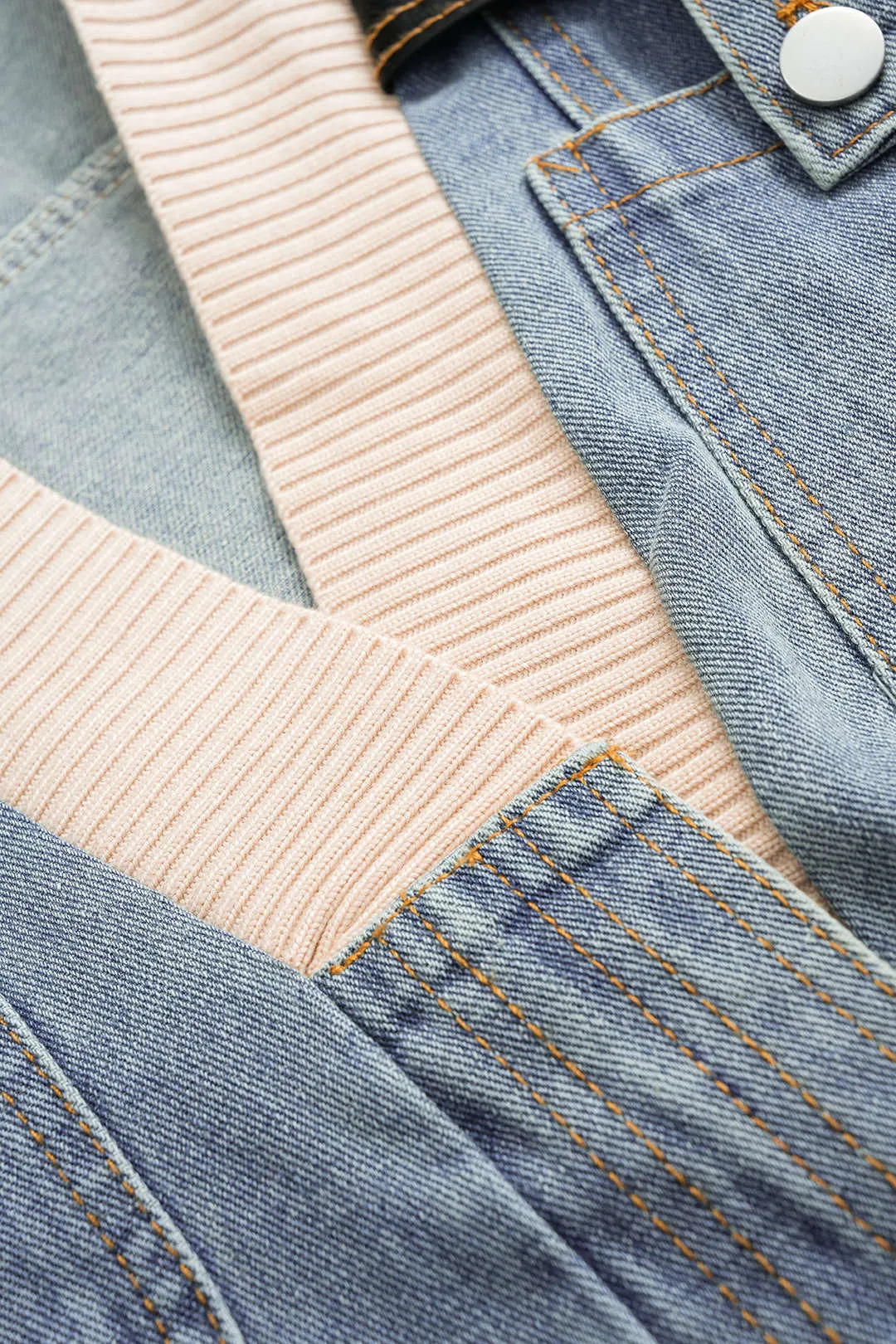 Denim Faux Leather Patchwork Outerwear sold by Micas product image thumbnail 4