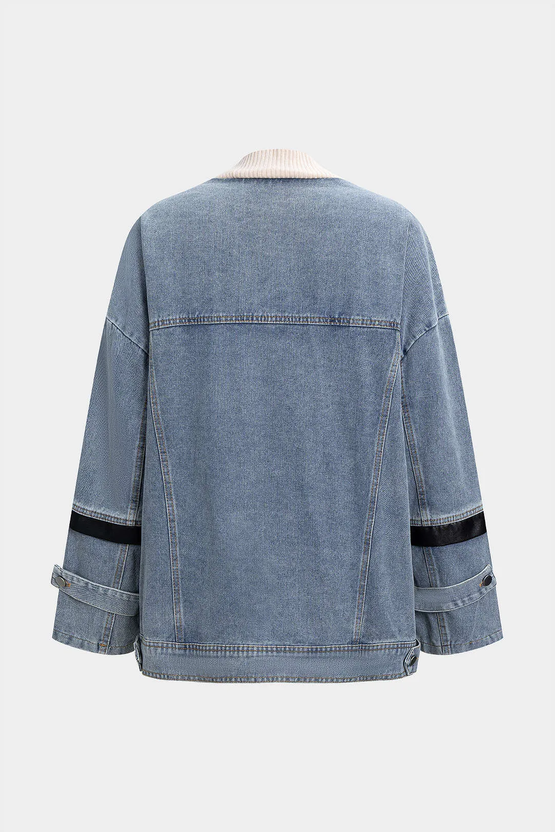 Denim Faux Leather Patchwork Outerwear sold by Micas product image thumbnail 2