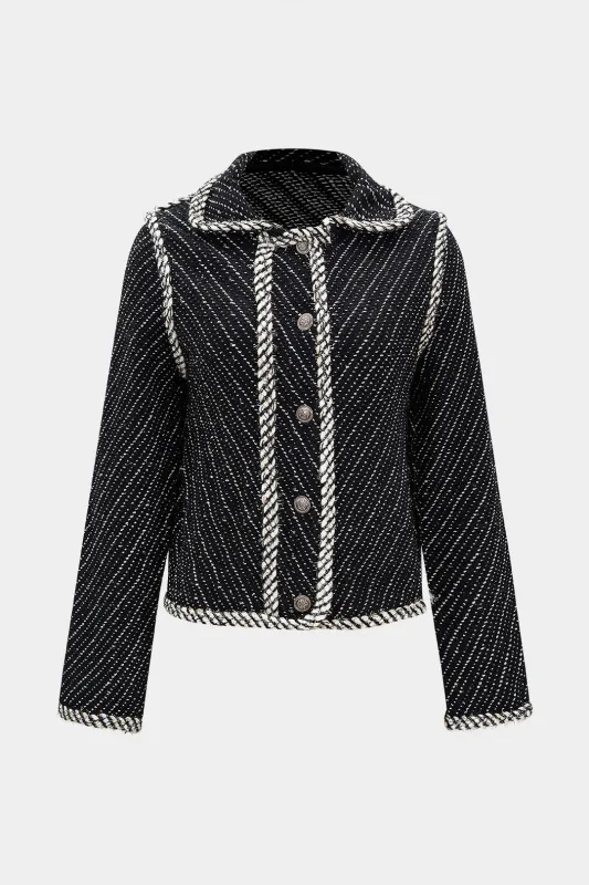 Knit Contrast Metallic Button Lapel Outerwear sold by Micas