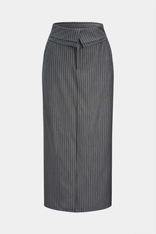 Stripes Print Split Skirt sold by Micas