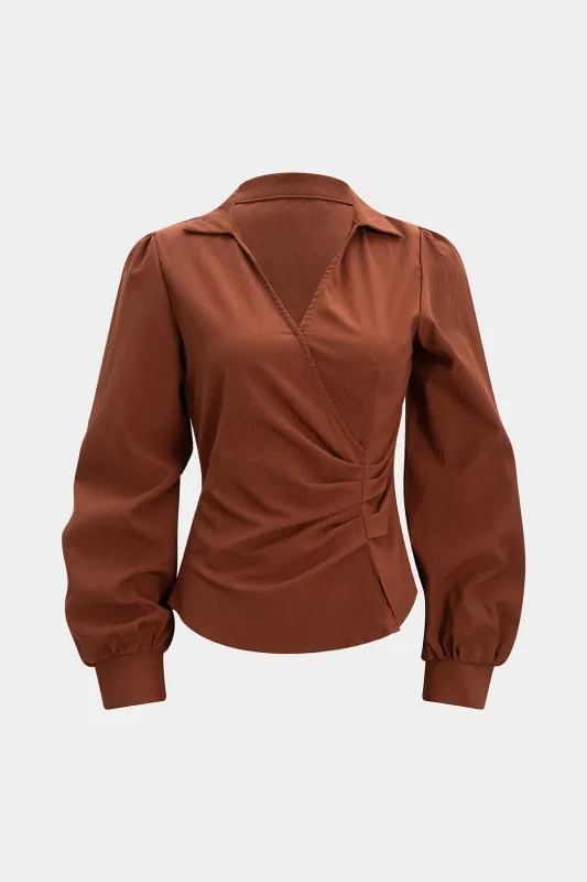 Belted Ruched Long-Sleeve Shirt sold by Micas