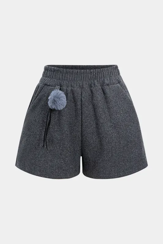 Fur Ball Pocket Wide Leg Shirred Waistband Shorts sold by Micas