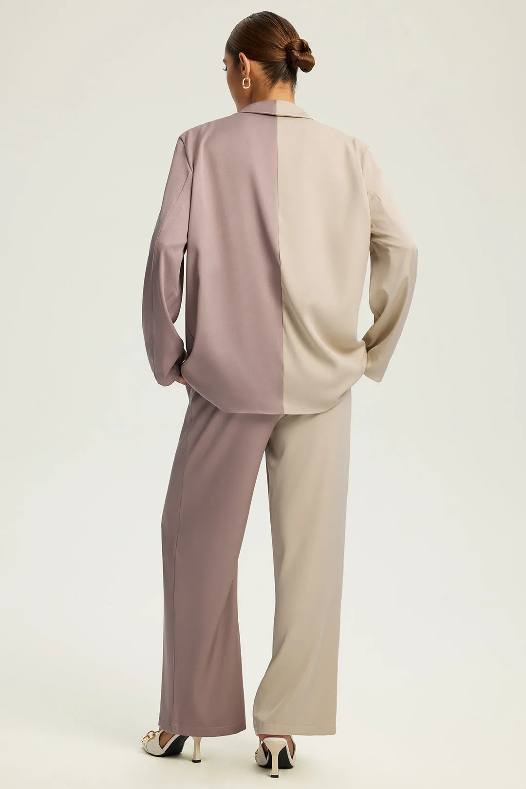 Contrast Notched Lapel Blazer And Trousers Set sold by Micas product image thumbnail 2