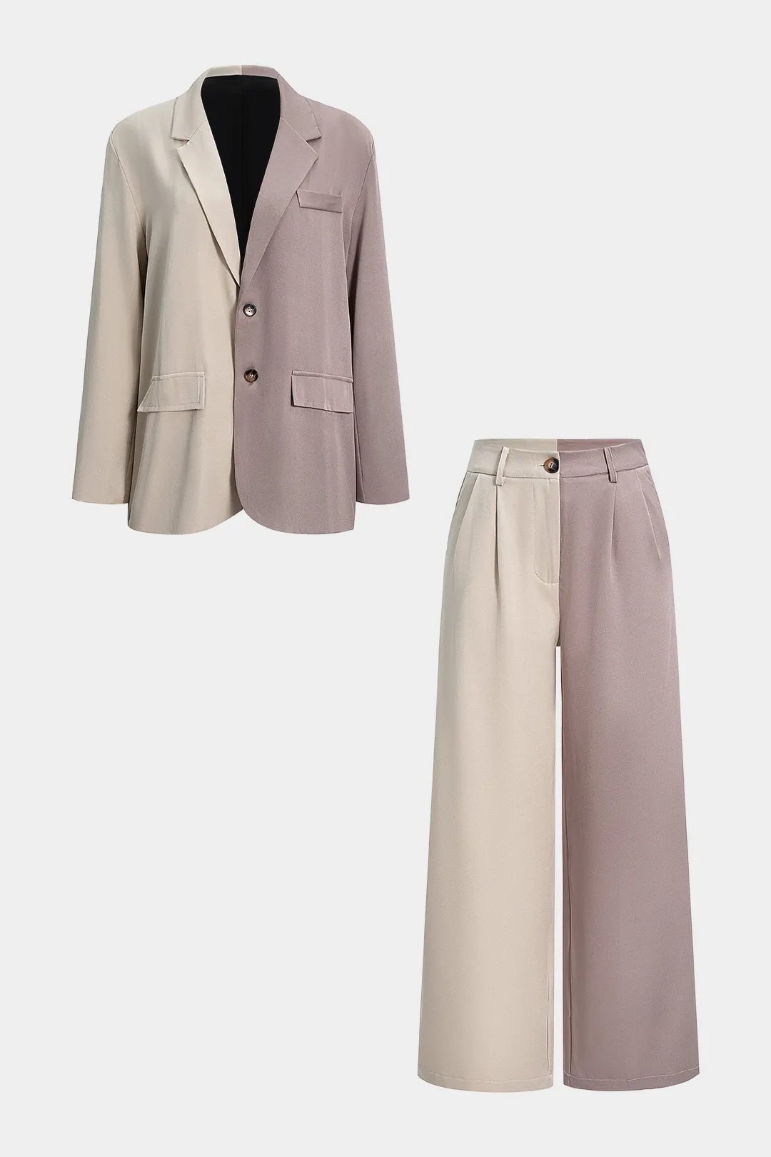Contrast Notched Lapel Blazer And Trousers Set sold by Micas product image thumbnail 5