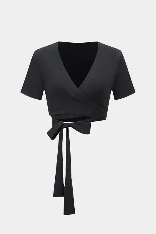 Tie Front V-Neck Short-Sleeve T-Shirt sold by Micas