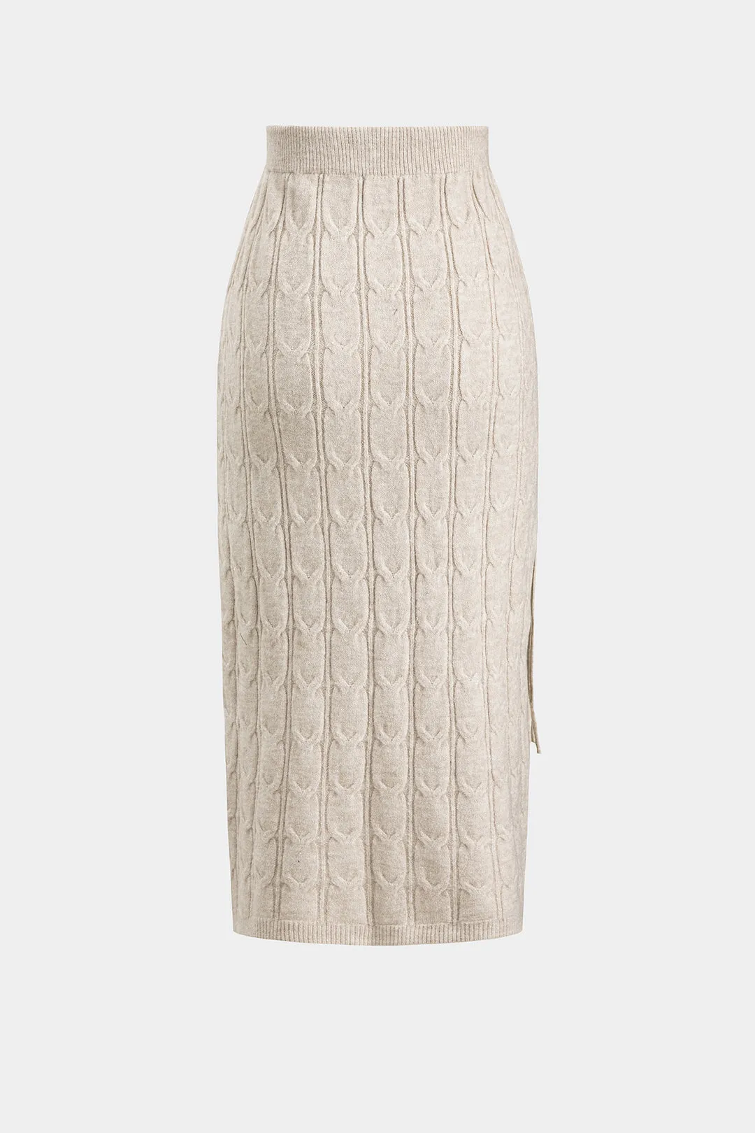 Cable Knit Fringe Long-Sleeve Top And Skirt Set sold by Micas product image thumbnail 4