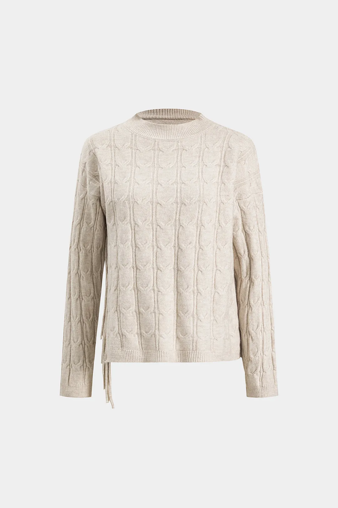 Cable Knit Fringe Long-Sleeve Top And Skirt Set sold by Micas product image thumbnail 5