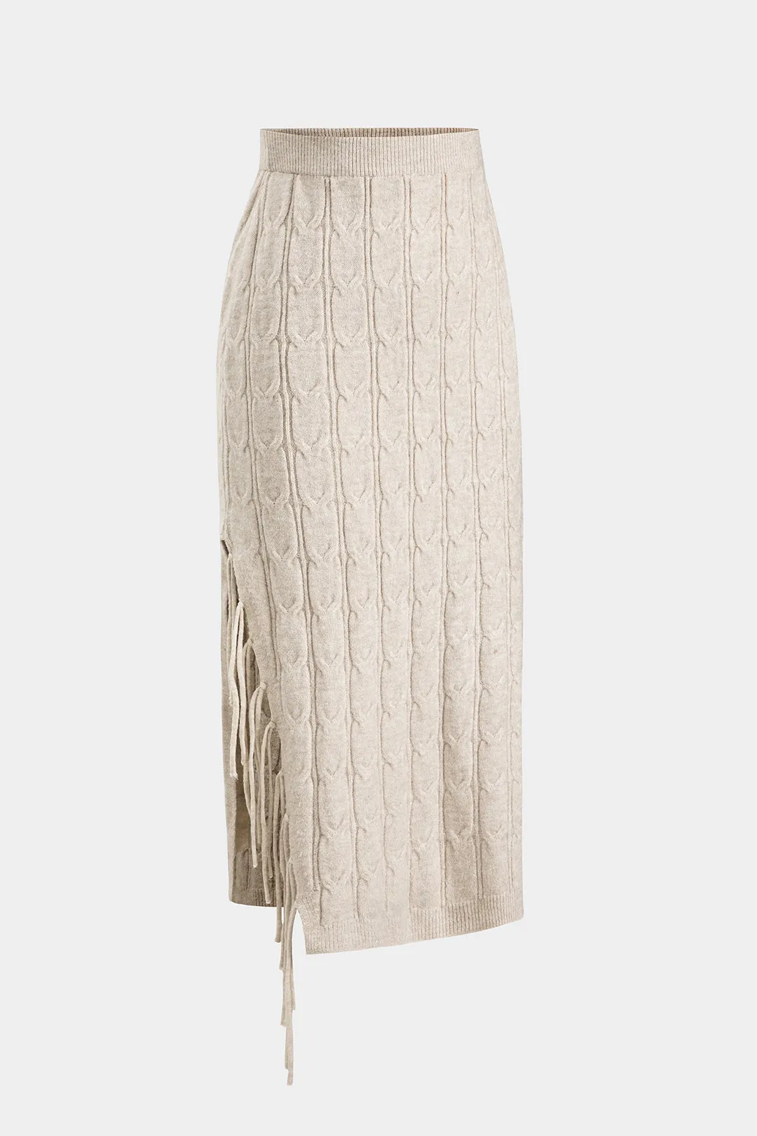 Cable Knit Fringe Long-Sleeve Top And Skirt Set sold by Micas product image thumbnail 3