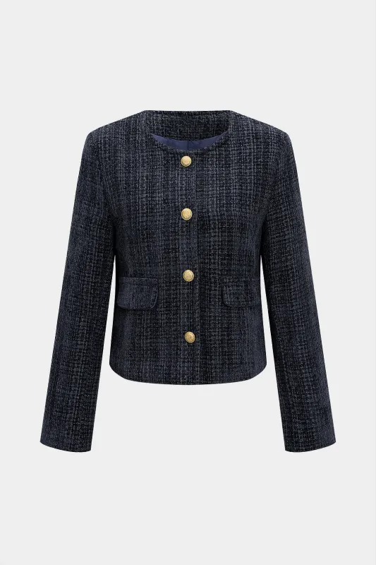 Metallic Button Shoulder Pads Jacket sold by Micas