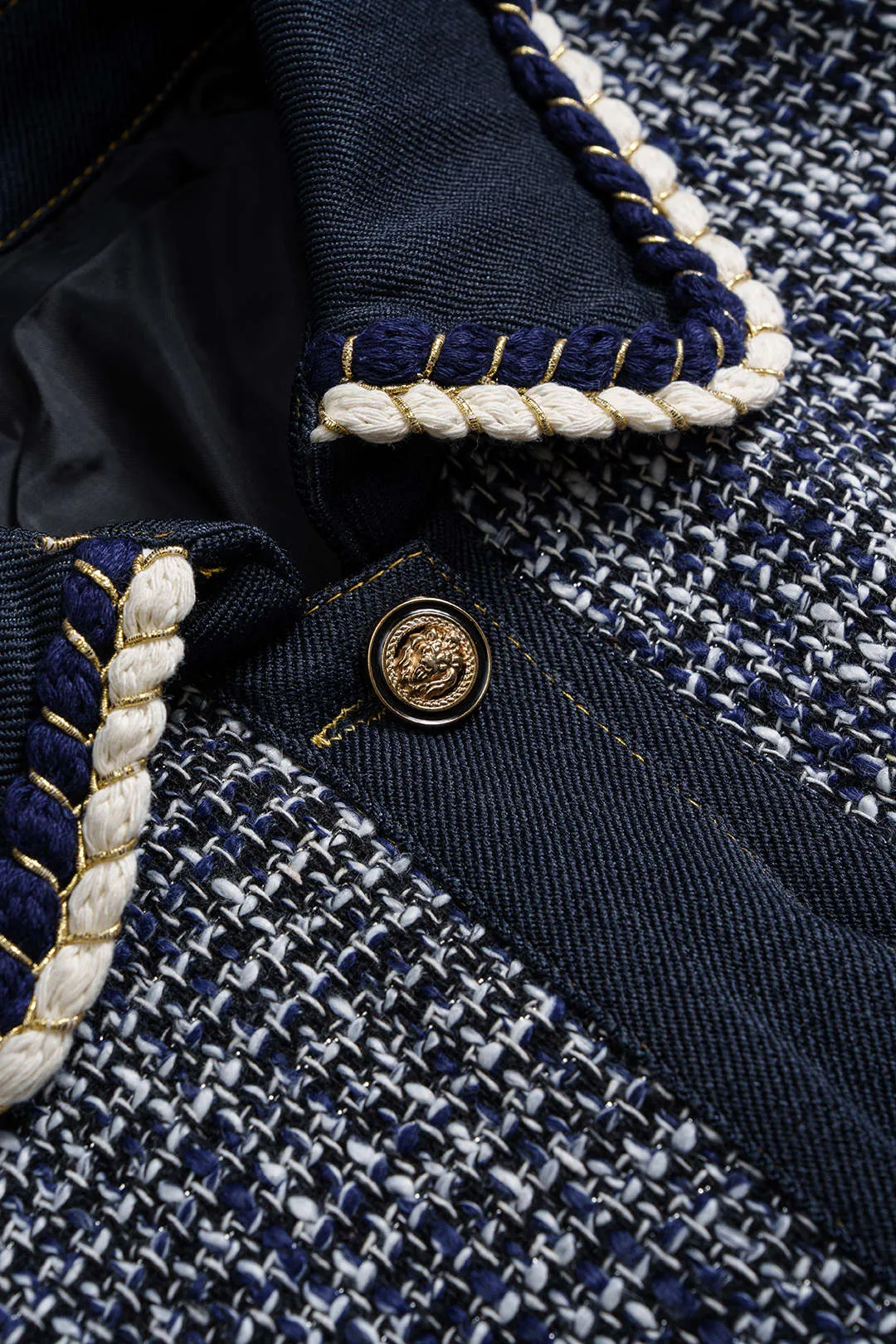 Denim Patchwork Button Pocket Coat sold by Micas product image thumbnail 3