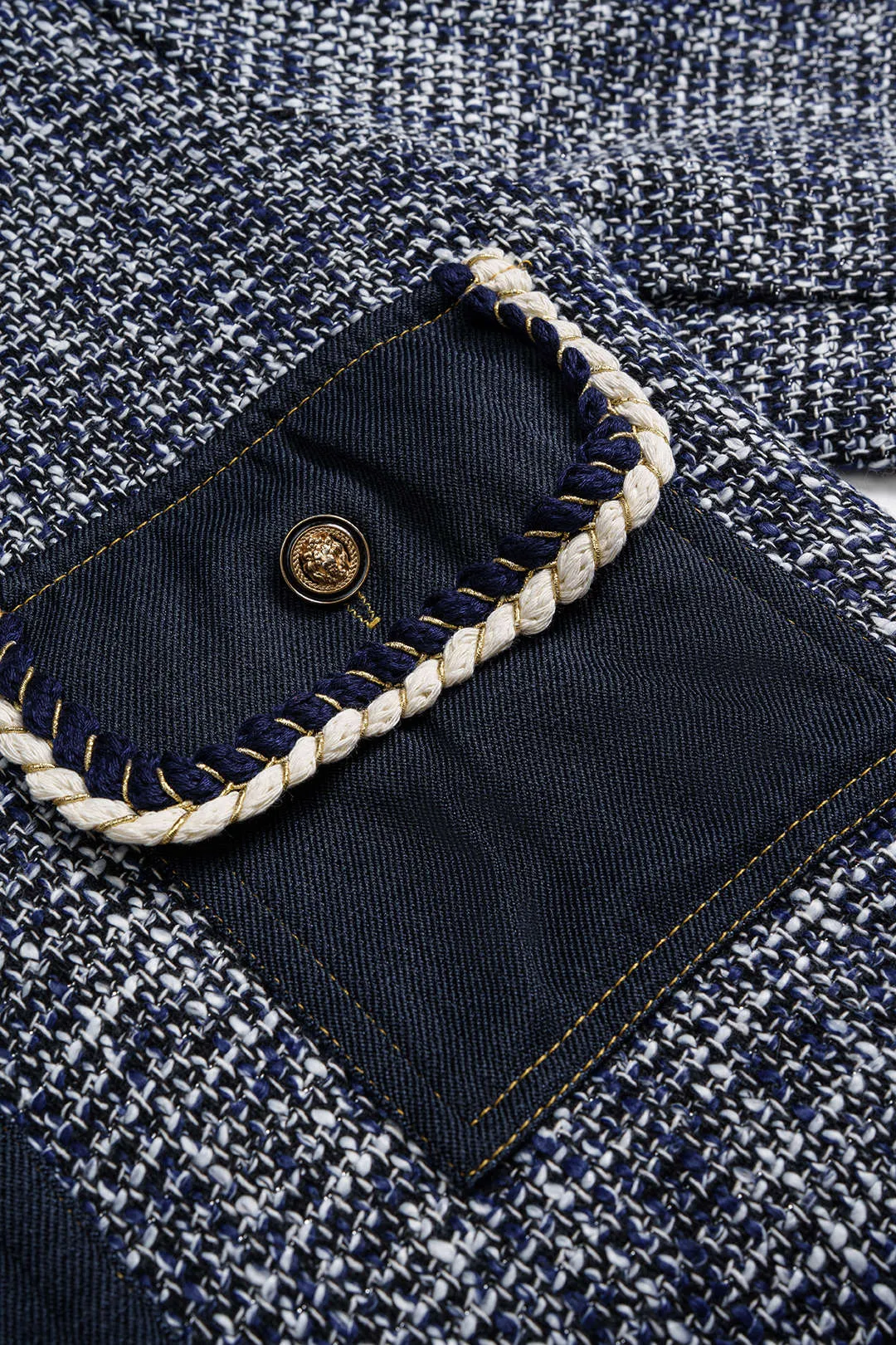 Denim Patchwork Button Pocket Coat sold by Micas product image thumbnail 4