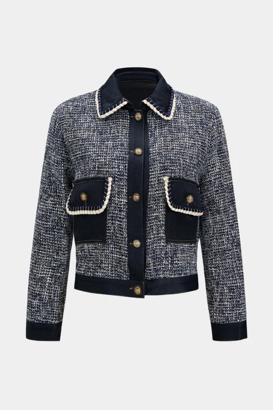 Denim Patchwork Button Pocket Coat sold by Micas