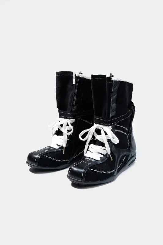 Leather Lace-Up Mid Calf Boots sold by Micas